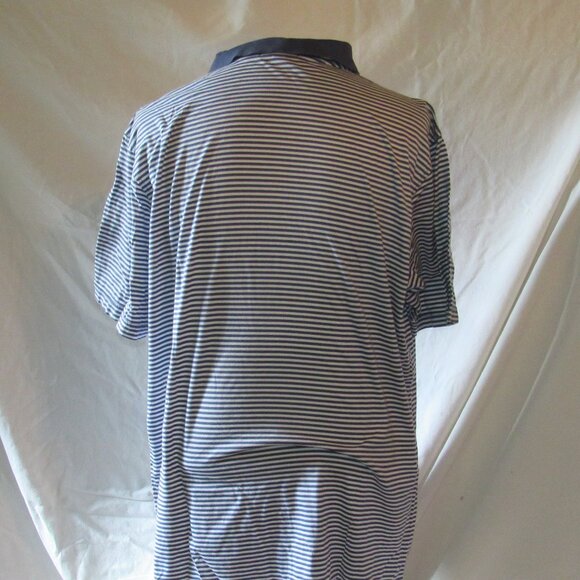 Peter Millar Winged Foot Blue and White Stripe Polo Size XL 100% Cotton EUC - Picture 4 of 9